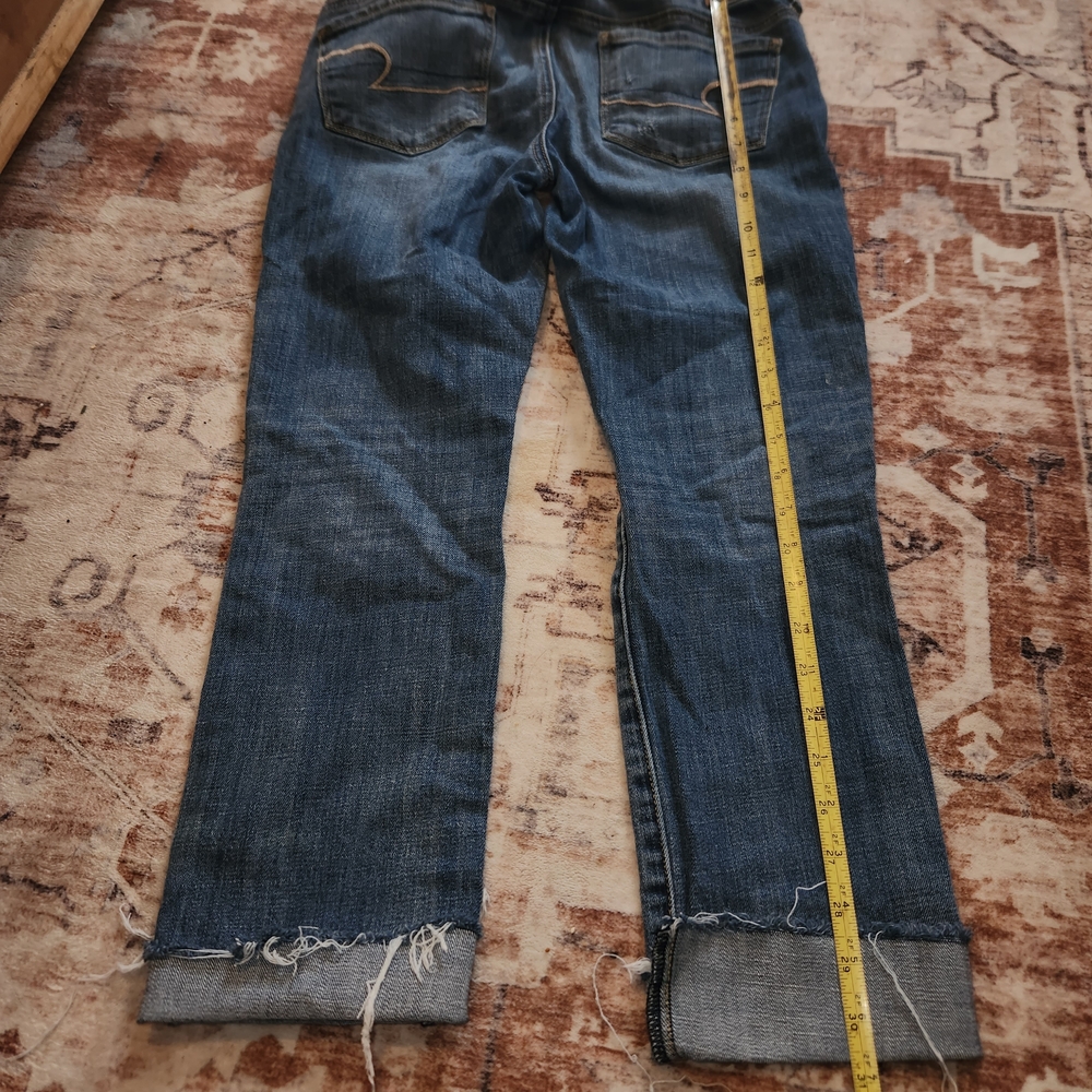 American Eagle Outfitters Dark Blue Frayed Hem Jeans